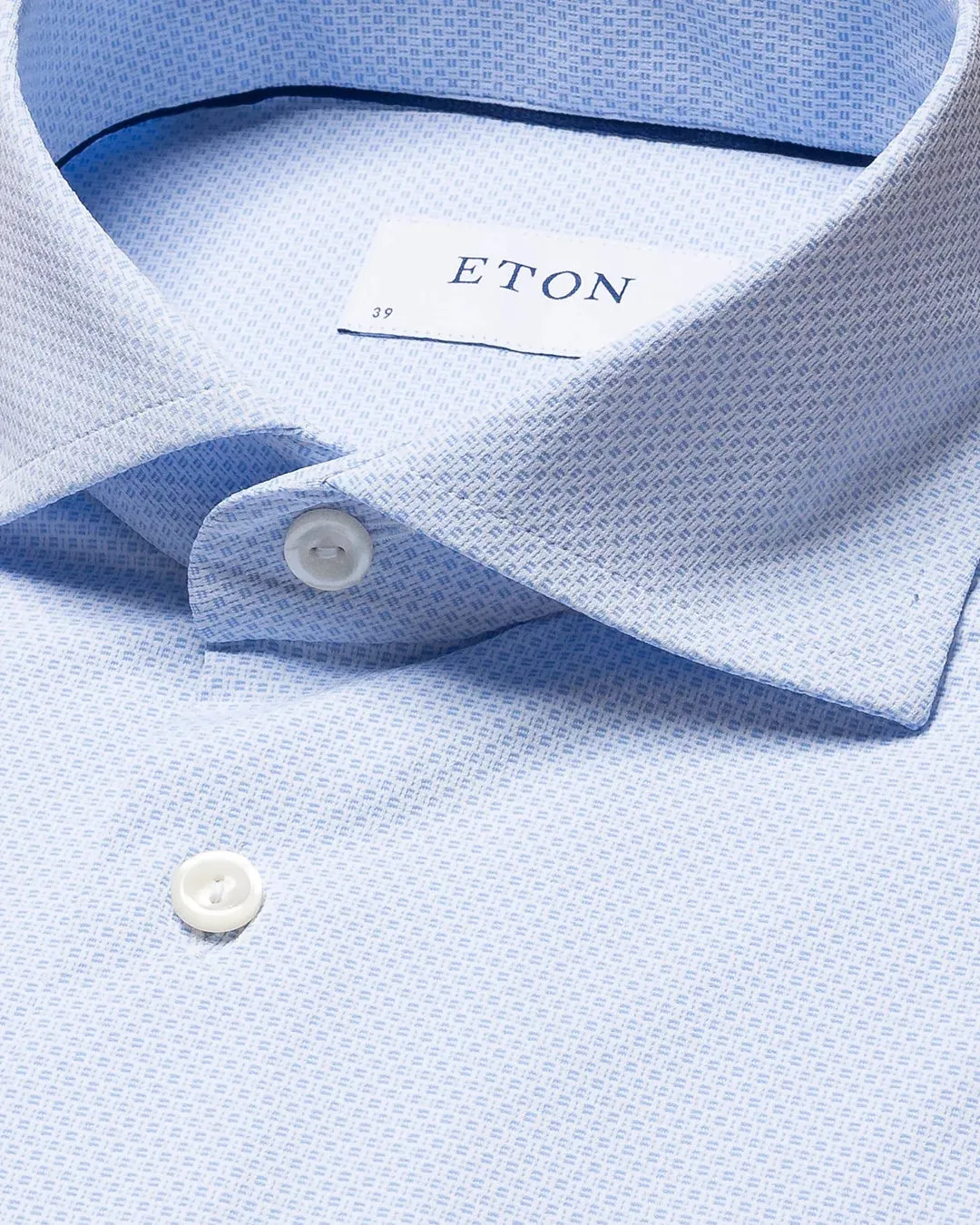 Light Blue Textured Four-Way Stretch Shirt Slim Fit - ETON