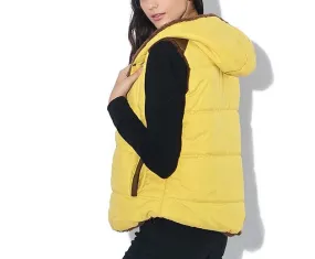 Long sleeve top with 2 in 1 Puffer Warm Vest Coat hoodie