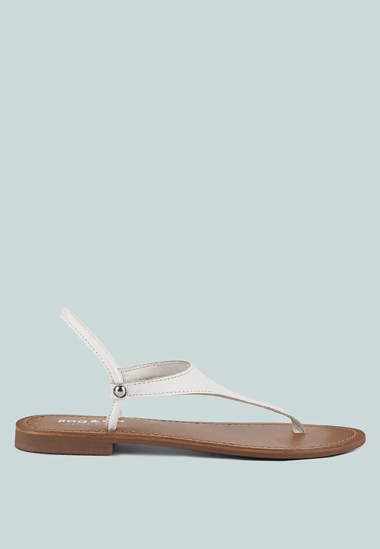 MADELINE White Flat Thong Sandals