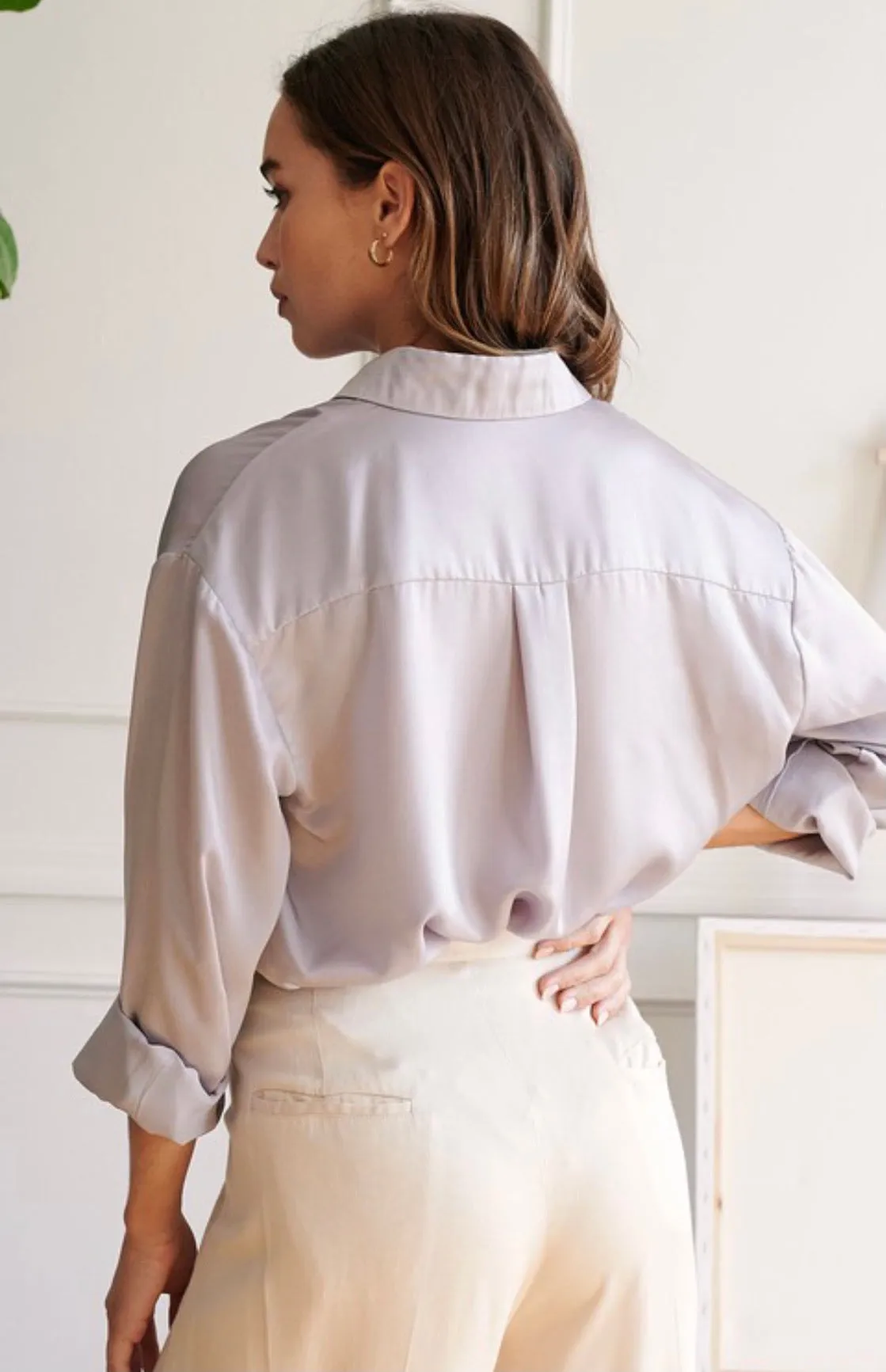 Malone Button Front Satin Shirt