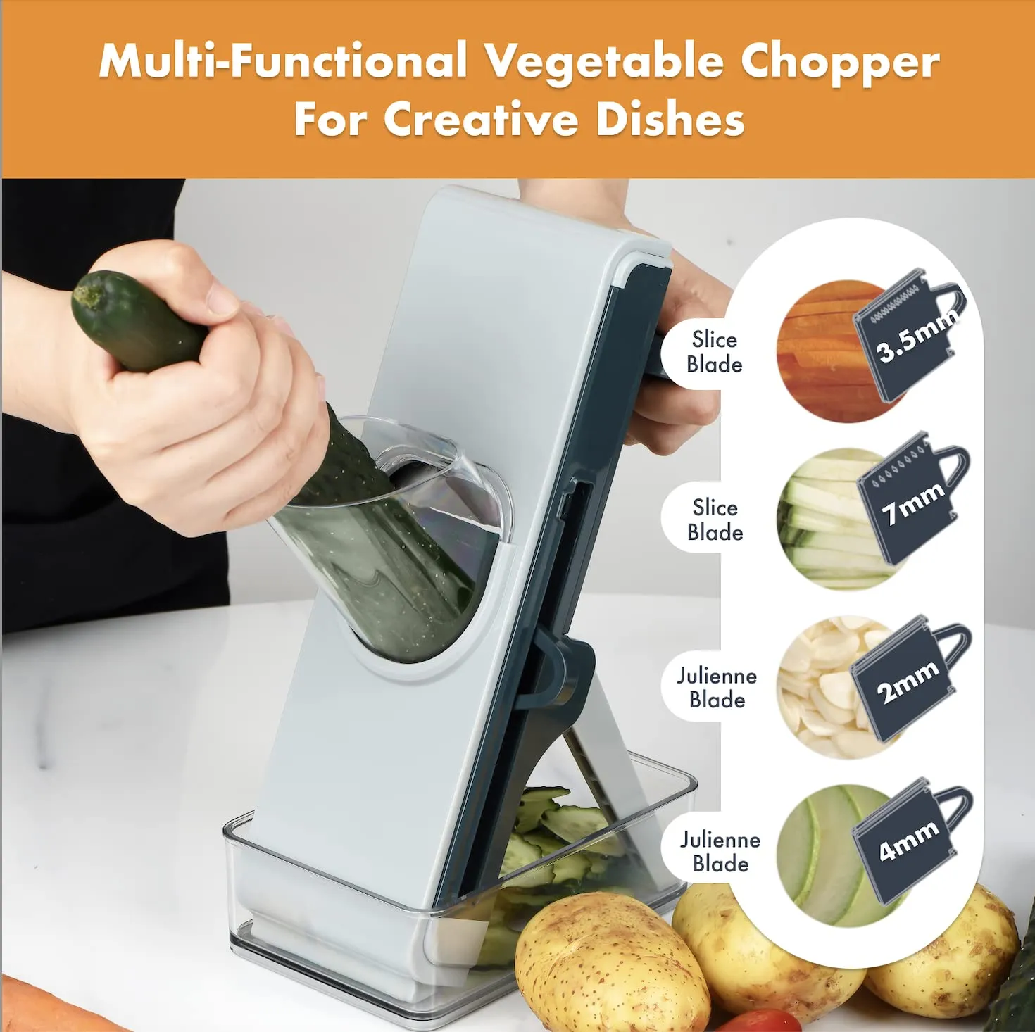 Mandoline Slicer - All-In-1 Vegetable Slicer, Mincer, Chopper, Dicer - Fruit