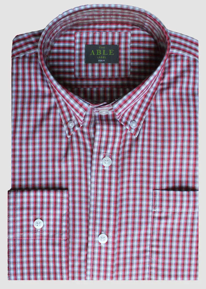 Marty long sleeve check velcro shirt - red