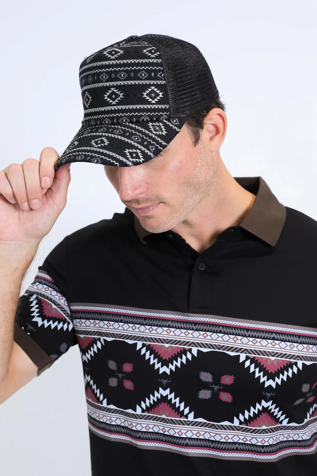 Mens Aztec Baseball Black/Black Cap