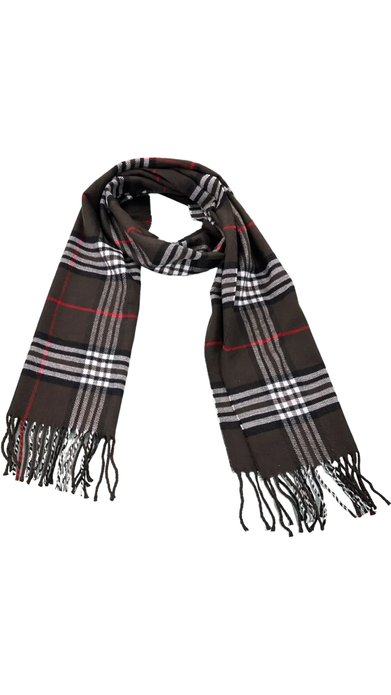 Men's Brown Fashion Design Plaid Scarf Wool Cashmere