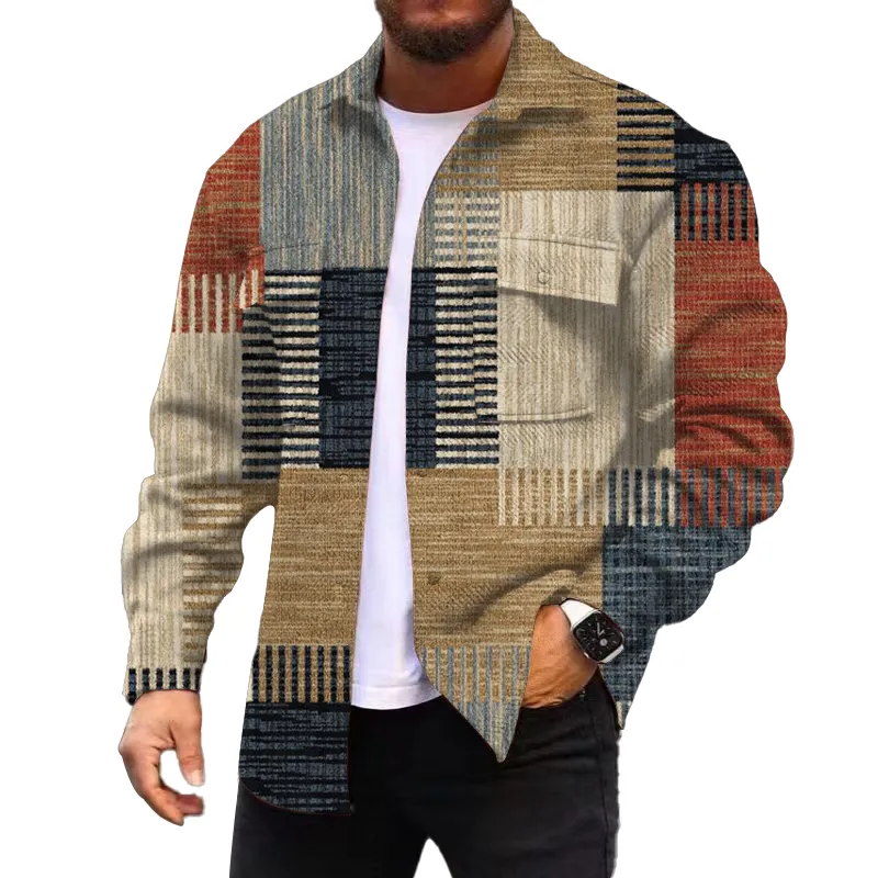 Men's Corduroy Print Long Sleeve Jacket 74656194L