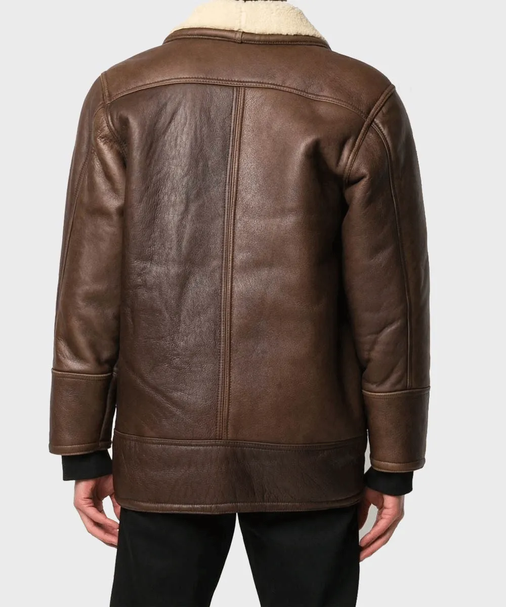 Men's Vintage Brown Shearling Leather Jacket