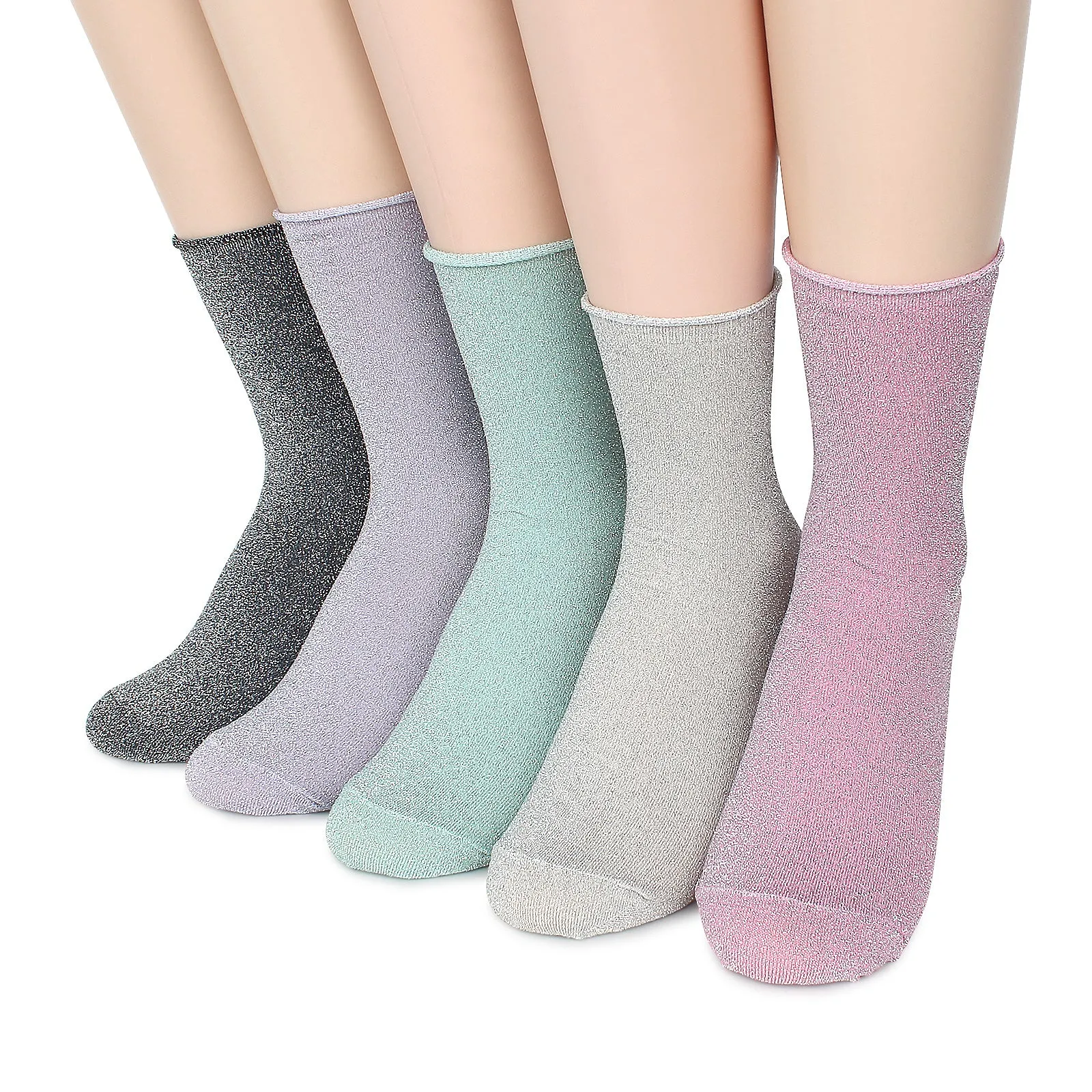 Milky way rolling shimmer socks (5 Pairs) XM15