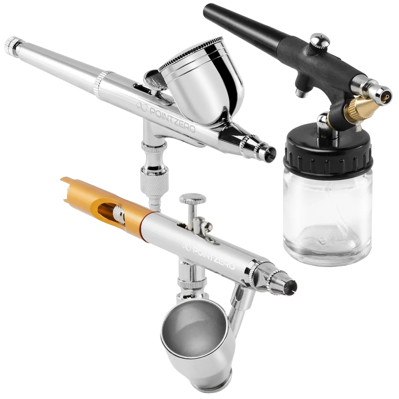 Multi-purpose Three Airbrush Set - Low Noise Compressor Kit