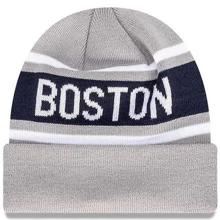 New Era Knit Thin Boston Red Sox Outline Beanie - Grey