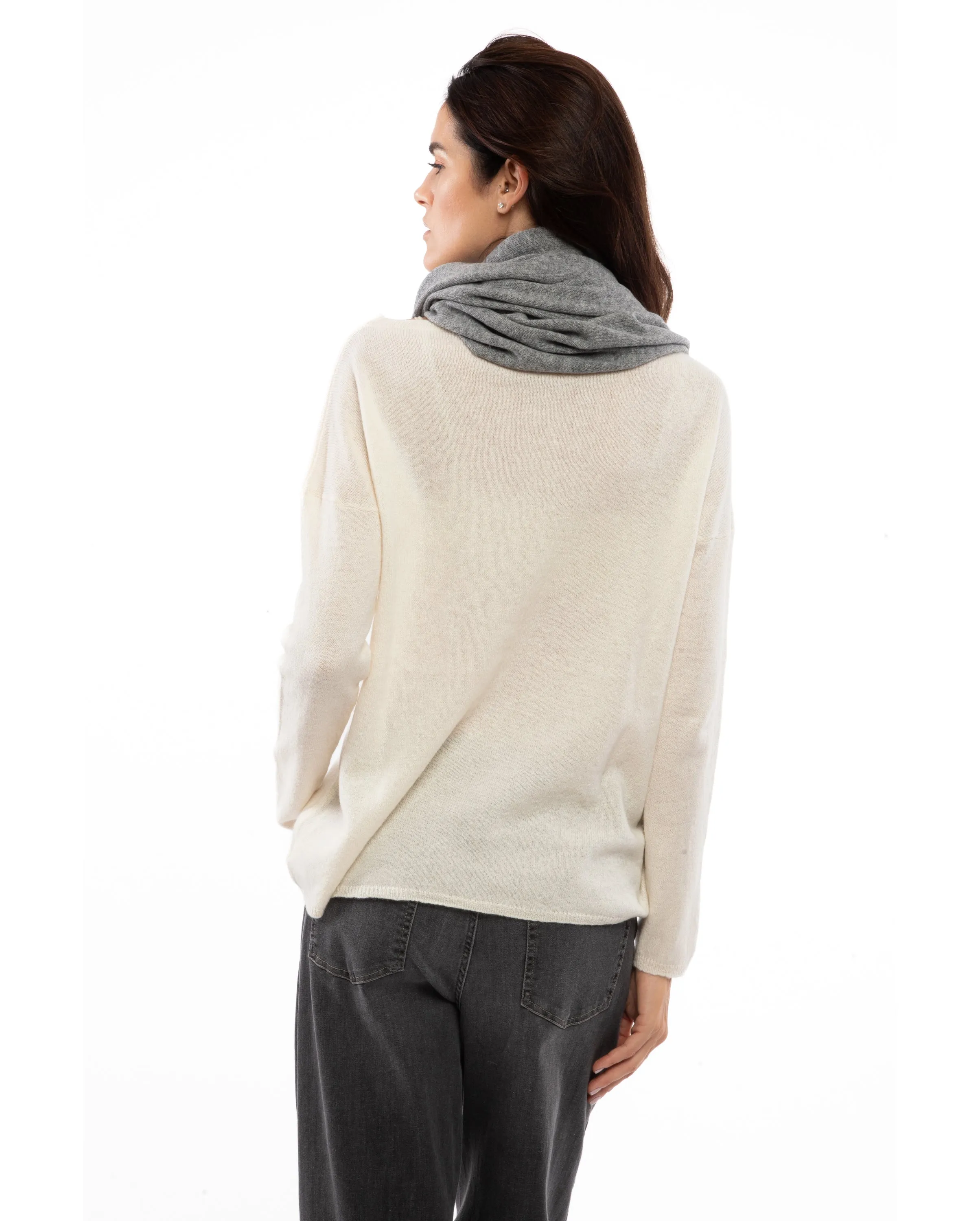 NEW FALL 24 - Women's Maxi Cashmere Neck Scarf Melange Gray