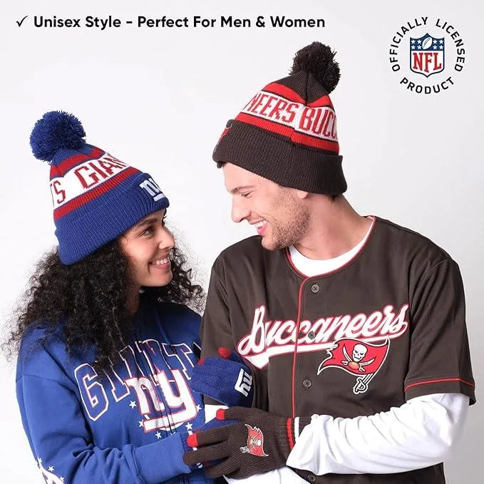 NFL Official Adults Unisex Super Soft Winter Beanie Knit Hat With Extra Warm Touch Screen Gloves|Buffalo Bills