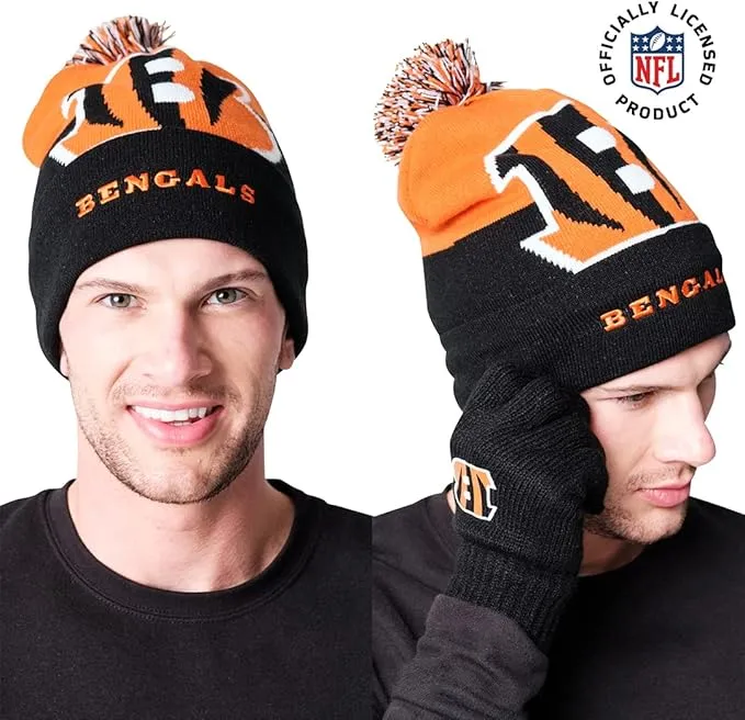 NFL Official Adults Unisex Super Soft Winter Beanie Knit Hat With Extra Warm Touch Screen Gloves|New York Jets