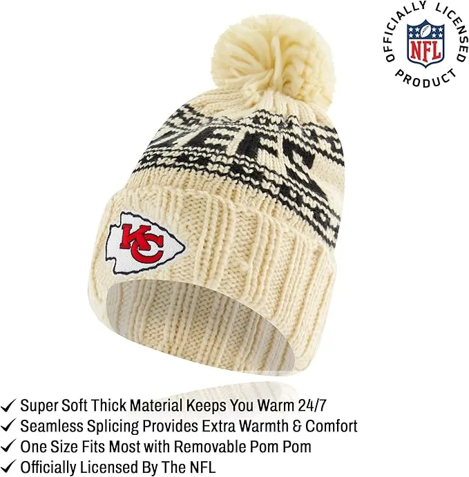 NFL Official Super Soft Cable Knit Winter Beanie Knit Hat with Extra Warm Touch Screen Gloves|Kansas City Chiefs