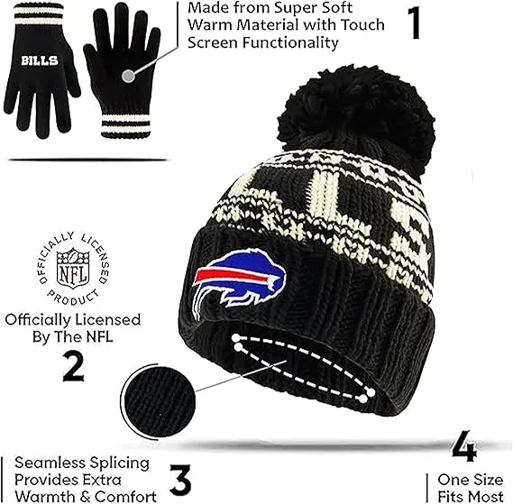 NFL Official Youth Super Soft Cable Knit Winter Beanie Knit Hat with Extra Warm Touch Screen Gloves|Green Bay Packers