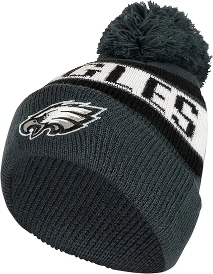 NFL Official Youth Super Soft Winter Beanie Knit Hat With Extra Warm Touch Screen Gloves|Philadelphia Eagles