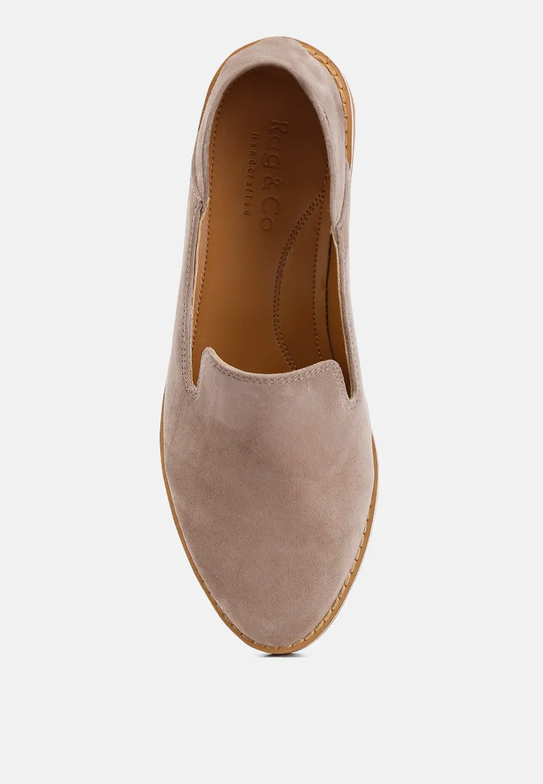 OLIWIA Taupe Classic Suede Loafers