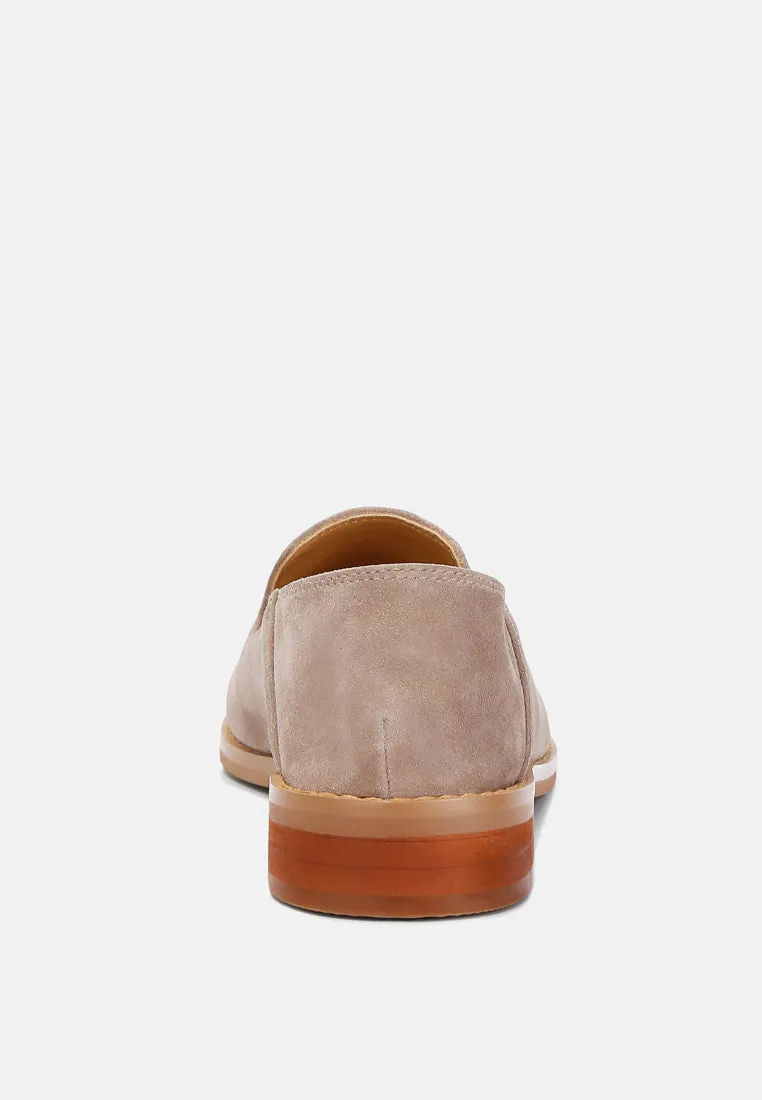 OLIWIA Taupe Classic Suede Loafers