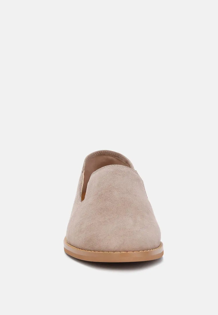 OLIWIA Taupe Classic Suede Loafers