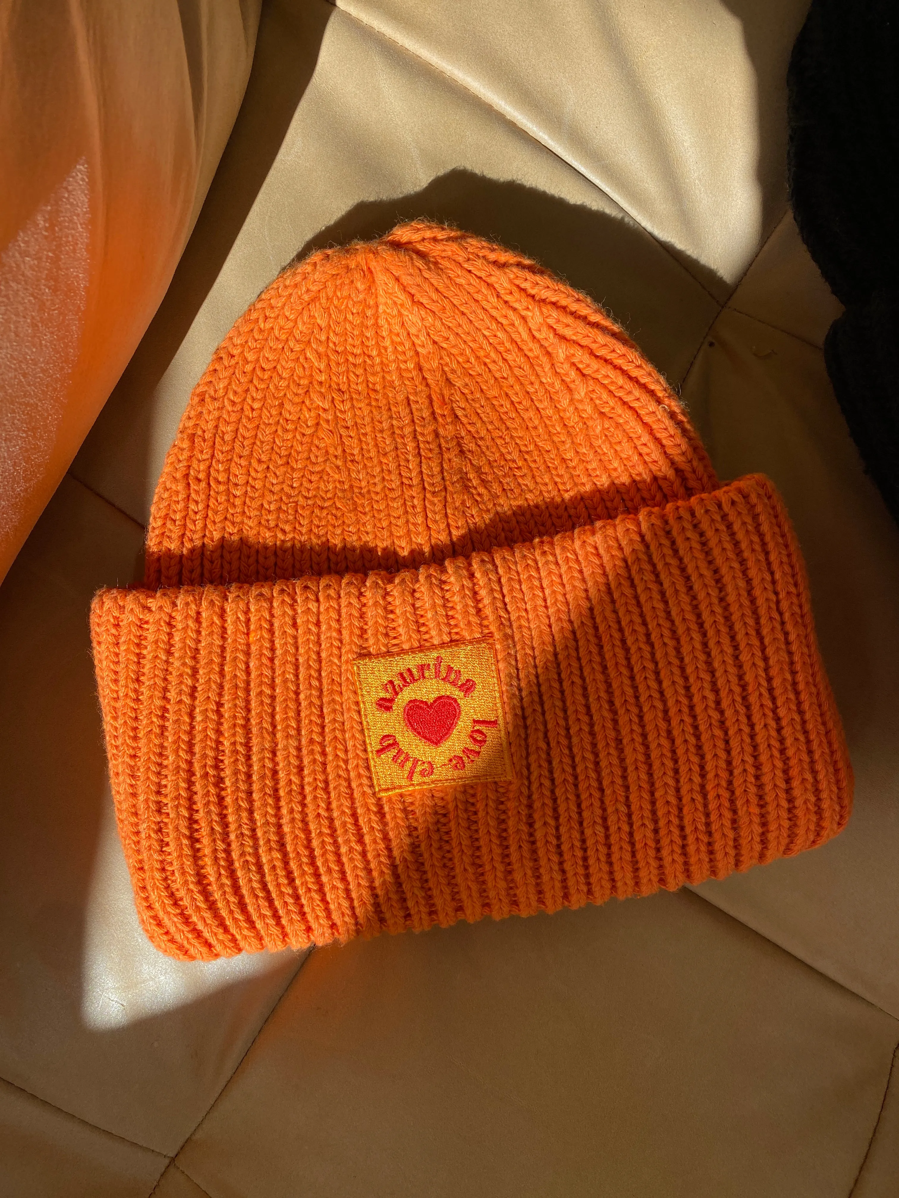 Orange Ribbed Knit Beanie