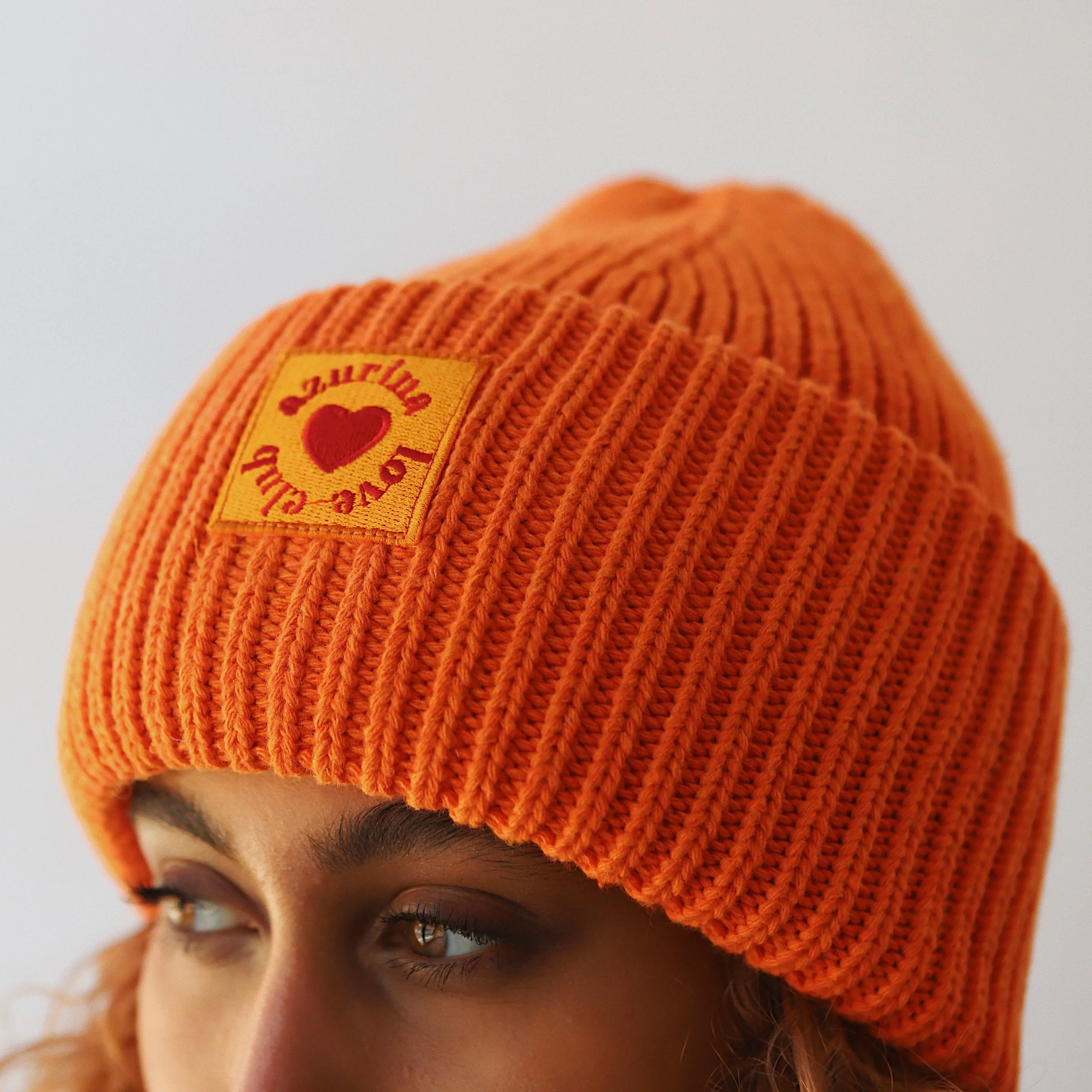 Orange Ribbed Knit Beanie