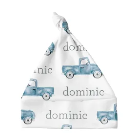 Personalized Knotted Baby Hat - Truck Blue | Sugar   Maple