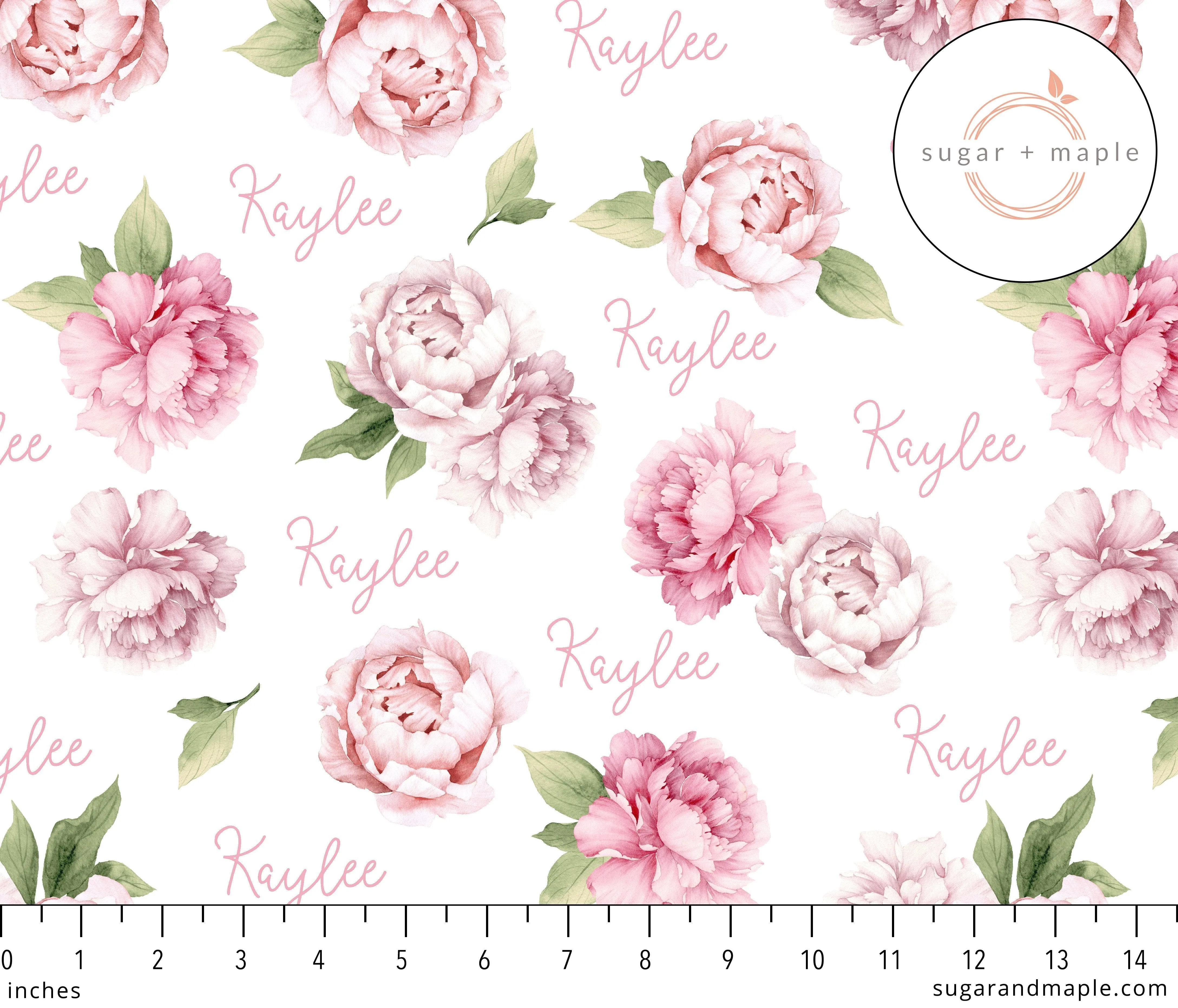 Personalized Large Blanket & Hat Set - Pink Peonies | Sugar   Maple