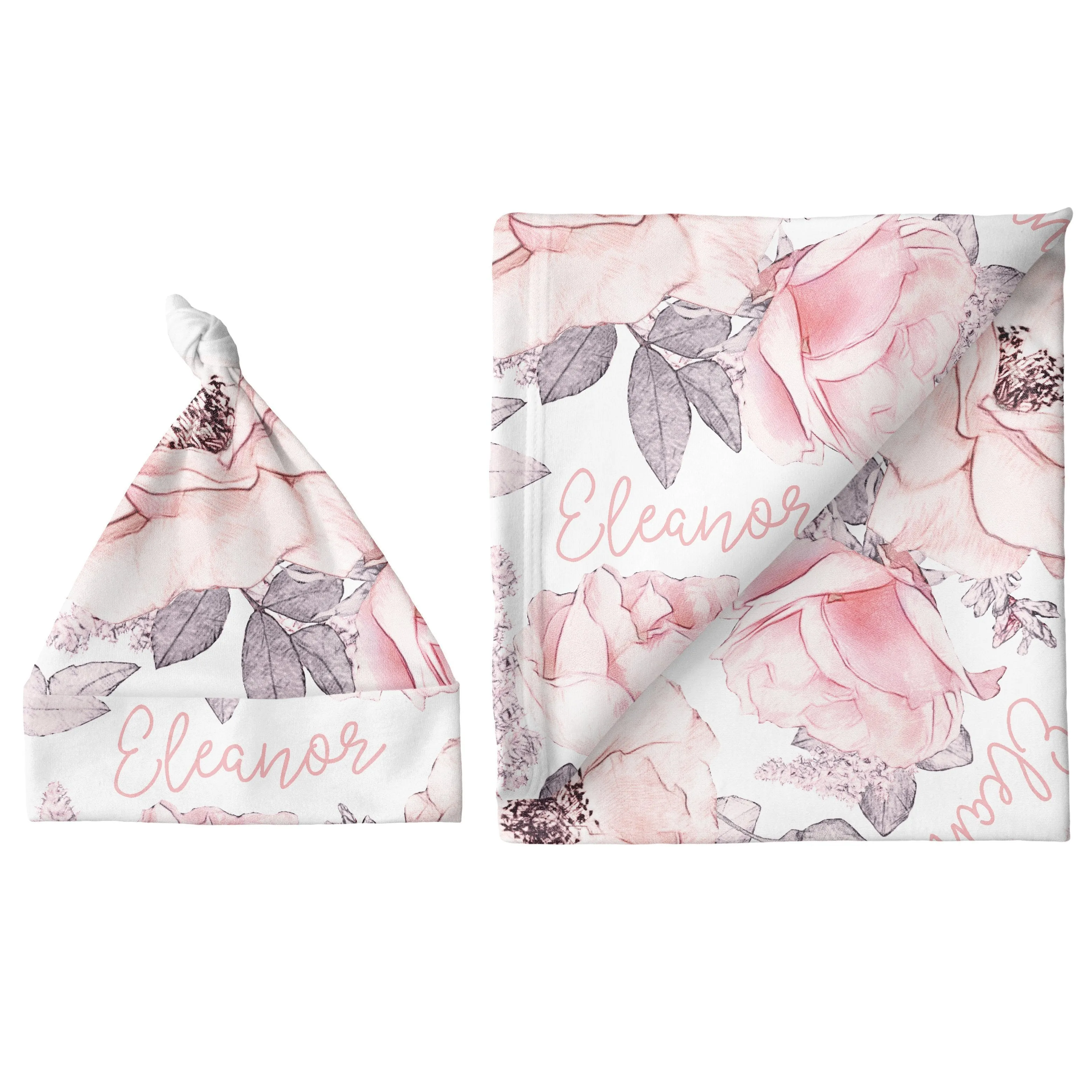 Personalized Large Blanket & Hat Set - Wallpaper Floral | Sugar   Maple