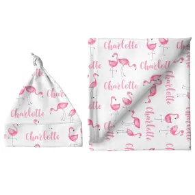 Personalized Small Blanket & Hat Set - Flamingo | Sugar   Maple