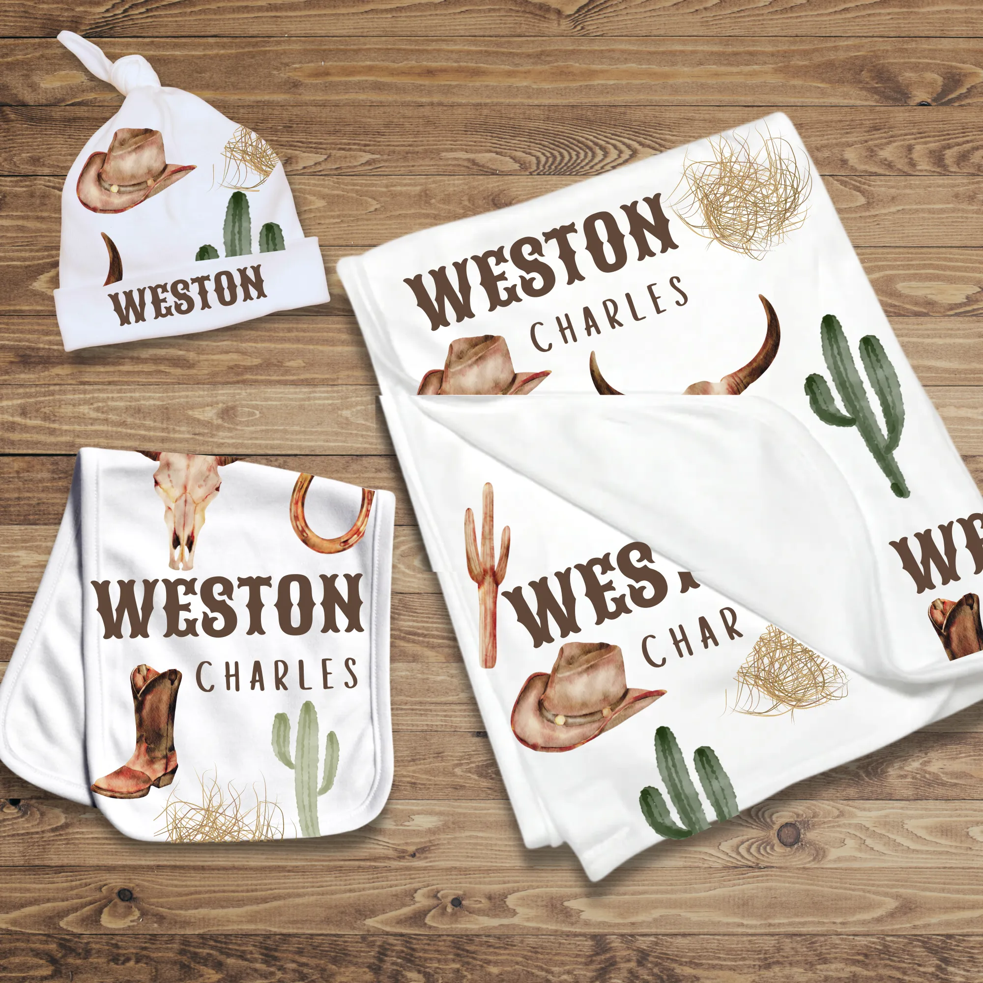 Personalized Swaddle Set - Western Cowboy