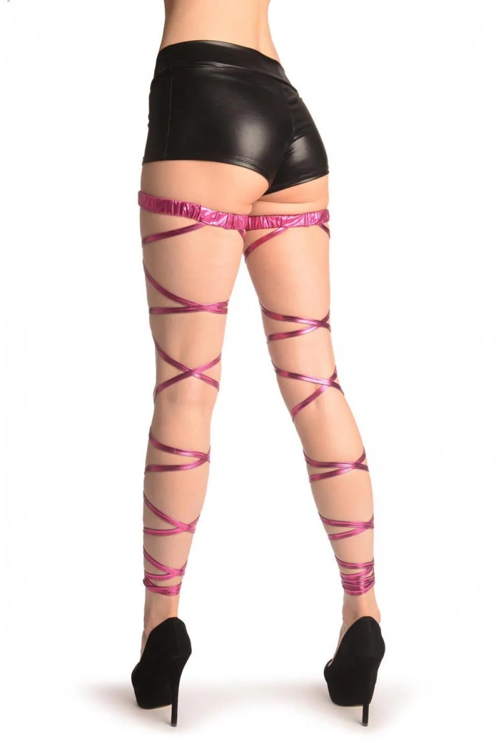 Pink Metallic Leg Wrap With Elasticated Top