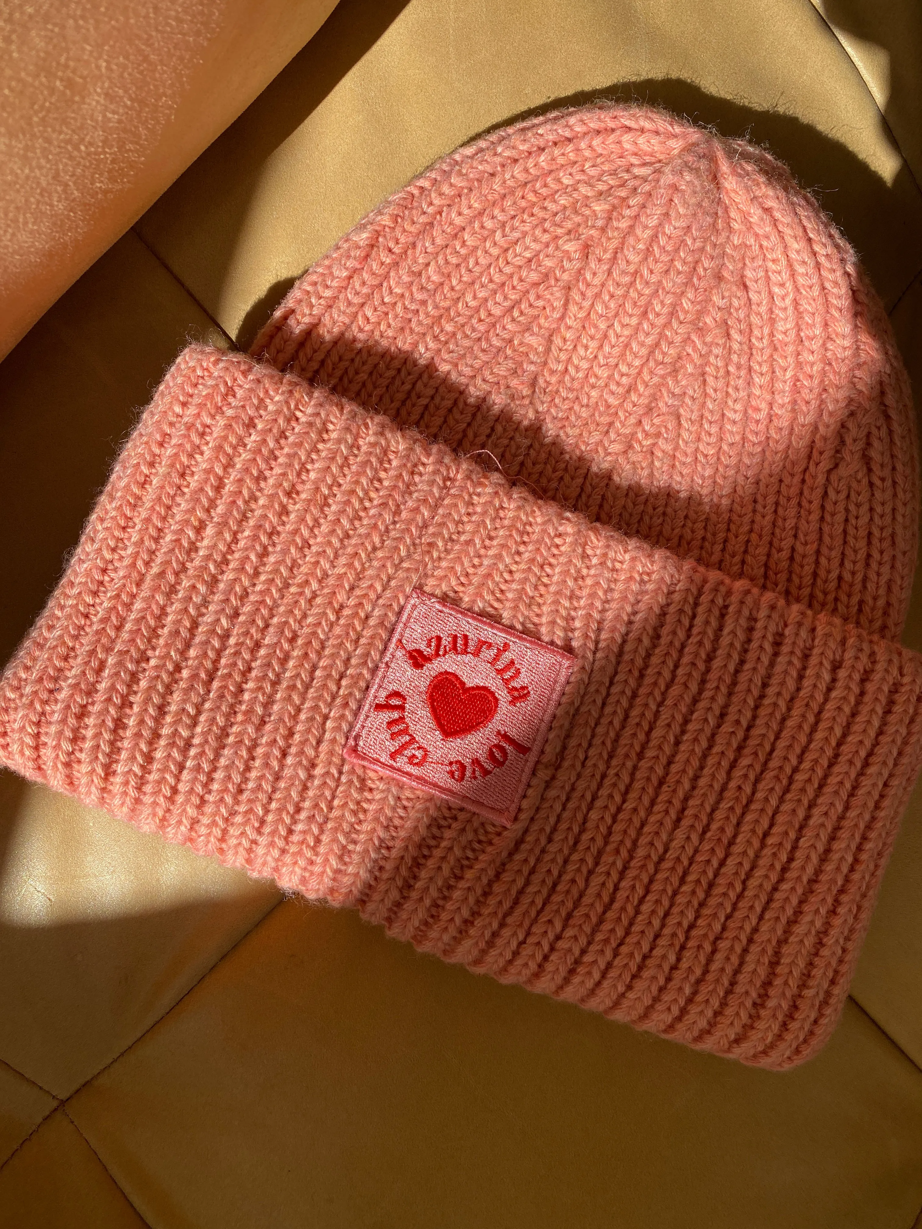 Pink Ribbed Knit Beanie