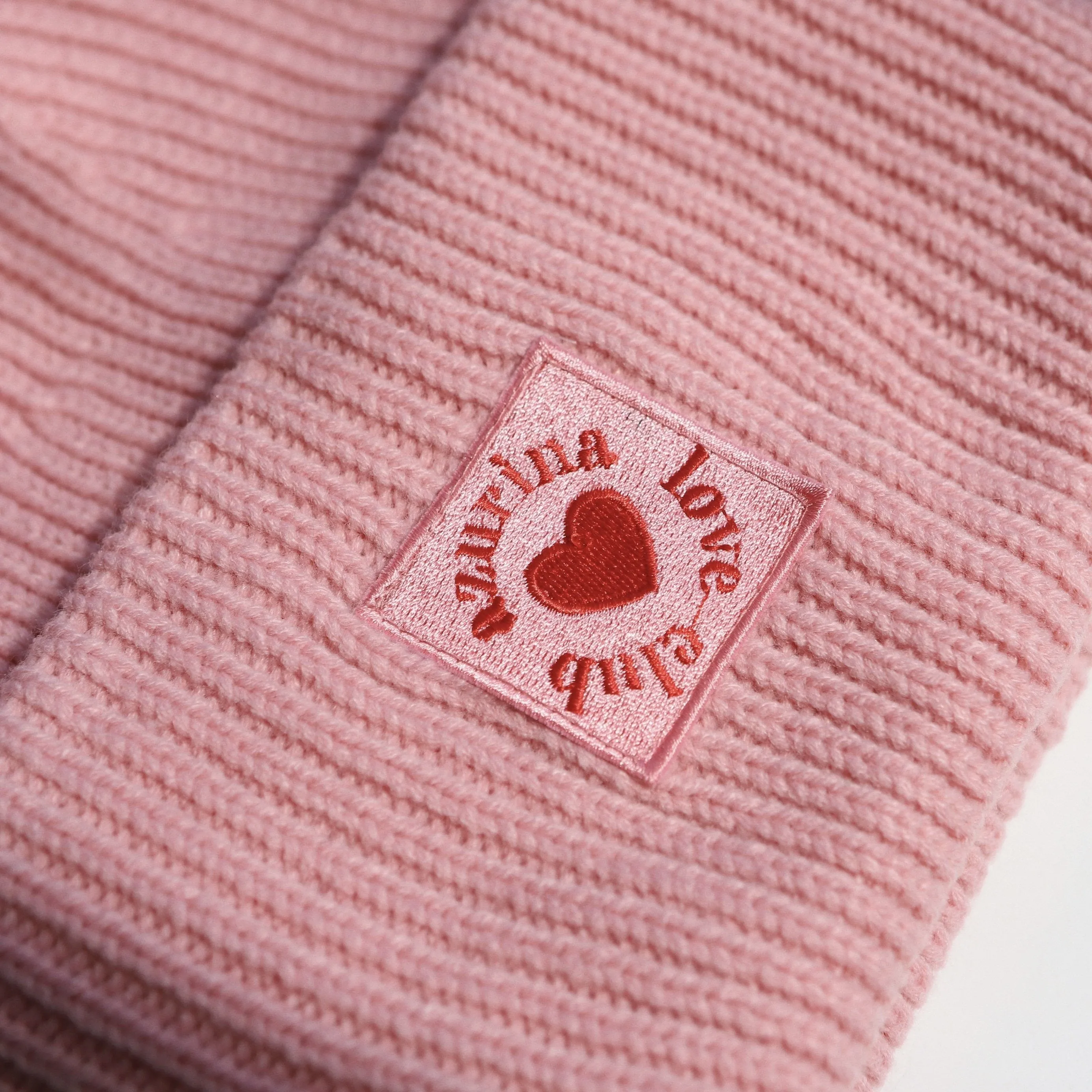 Pink Ribbed Knit Beanie