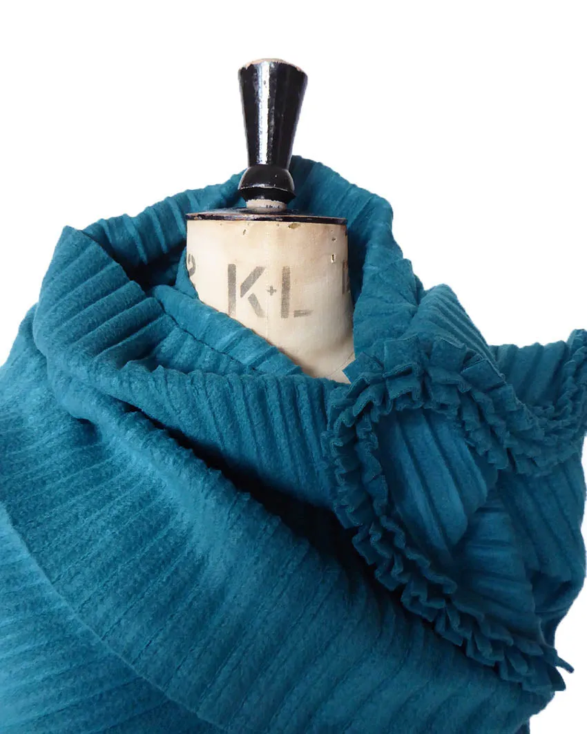 Pleated wrap with ruffle trim - Teal