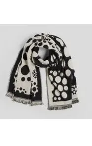 Polka Dot Oblong Scarf Black/cream