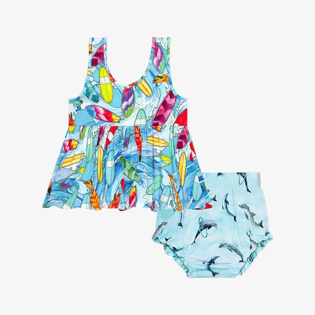 POS Surf Babydoll Tank with Dolphin Print Bloomer