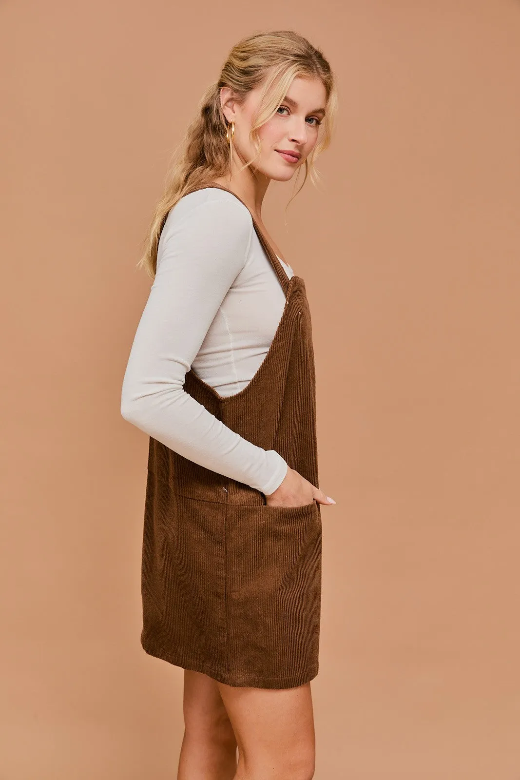 Prep Talk Corduroy Overall Dress