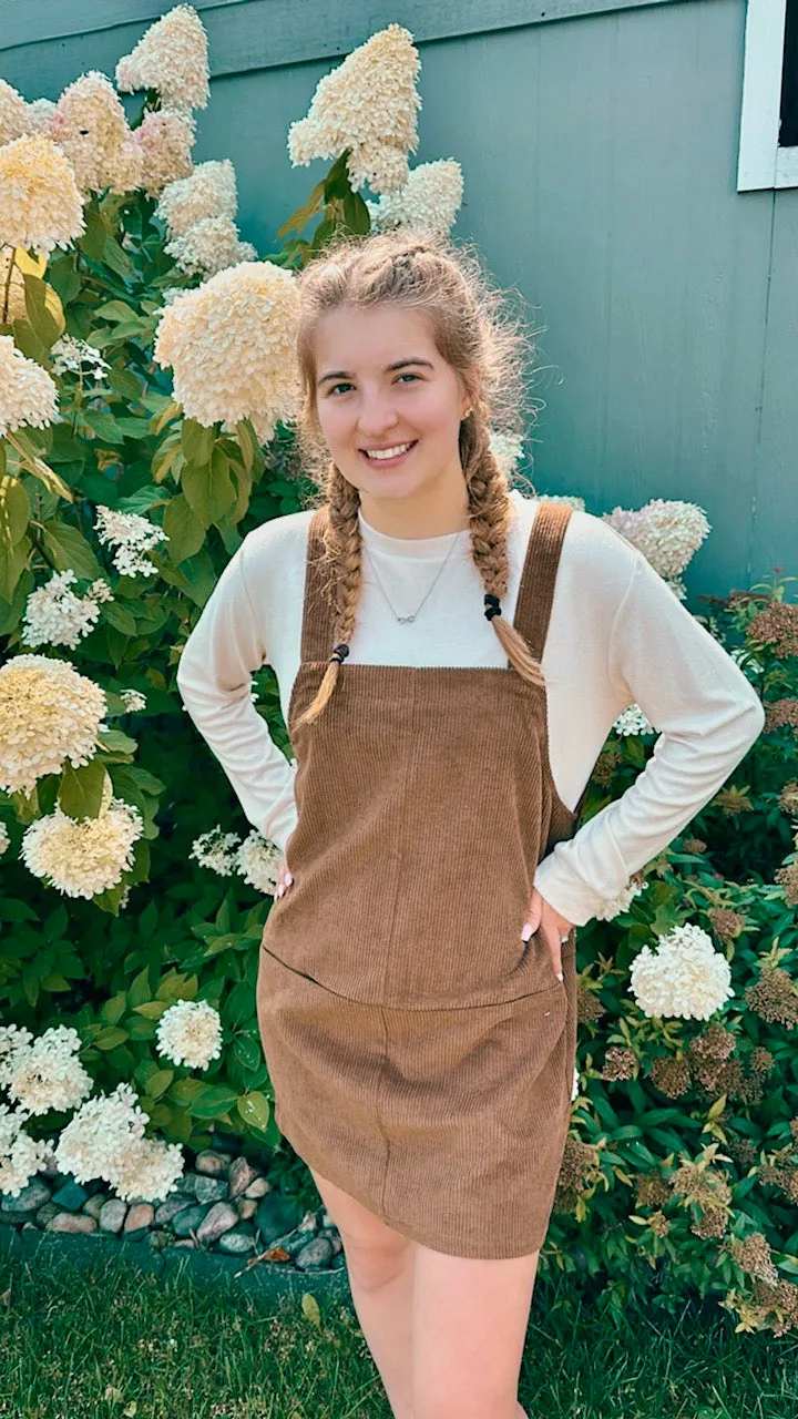 Prep Talk Corduroy Overall Dress