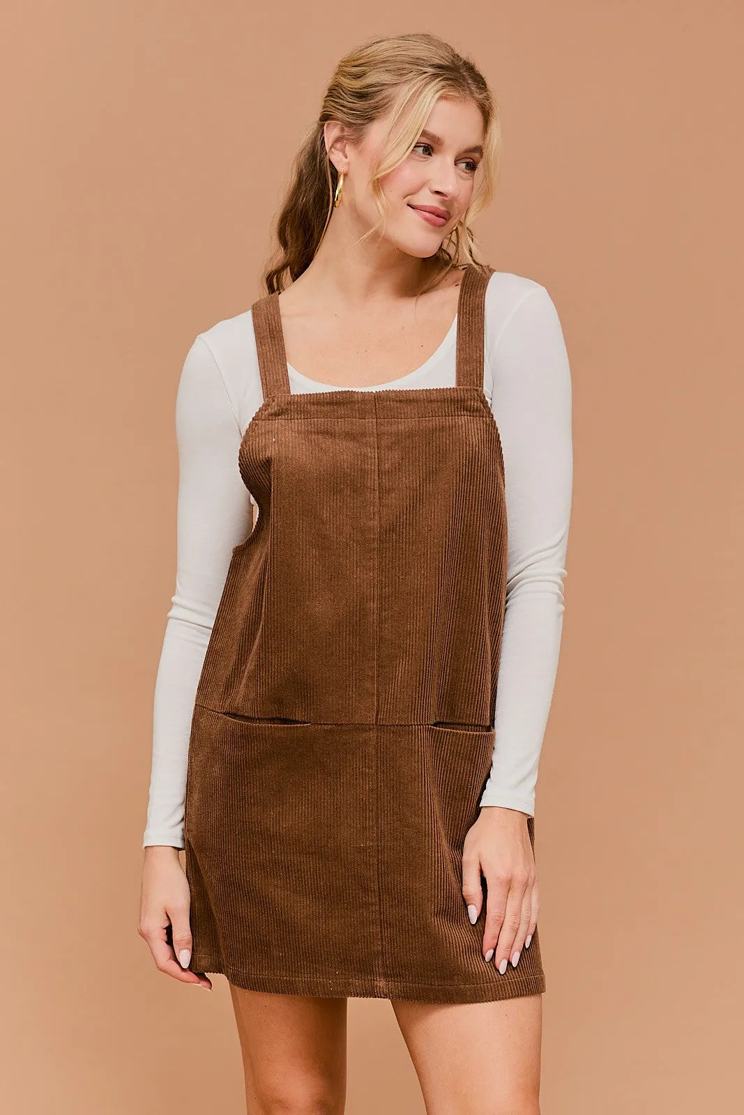 Prep Talk Corduroy Overall Dress