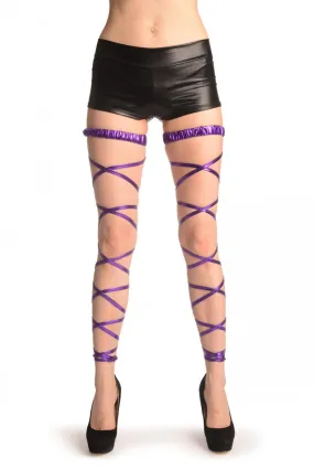 Purple Metallic Leg Wrap With Elasticated Top