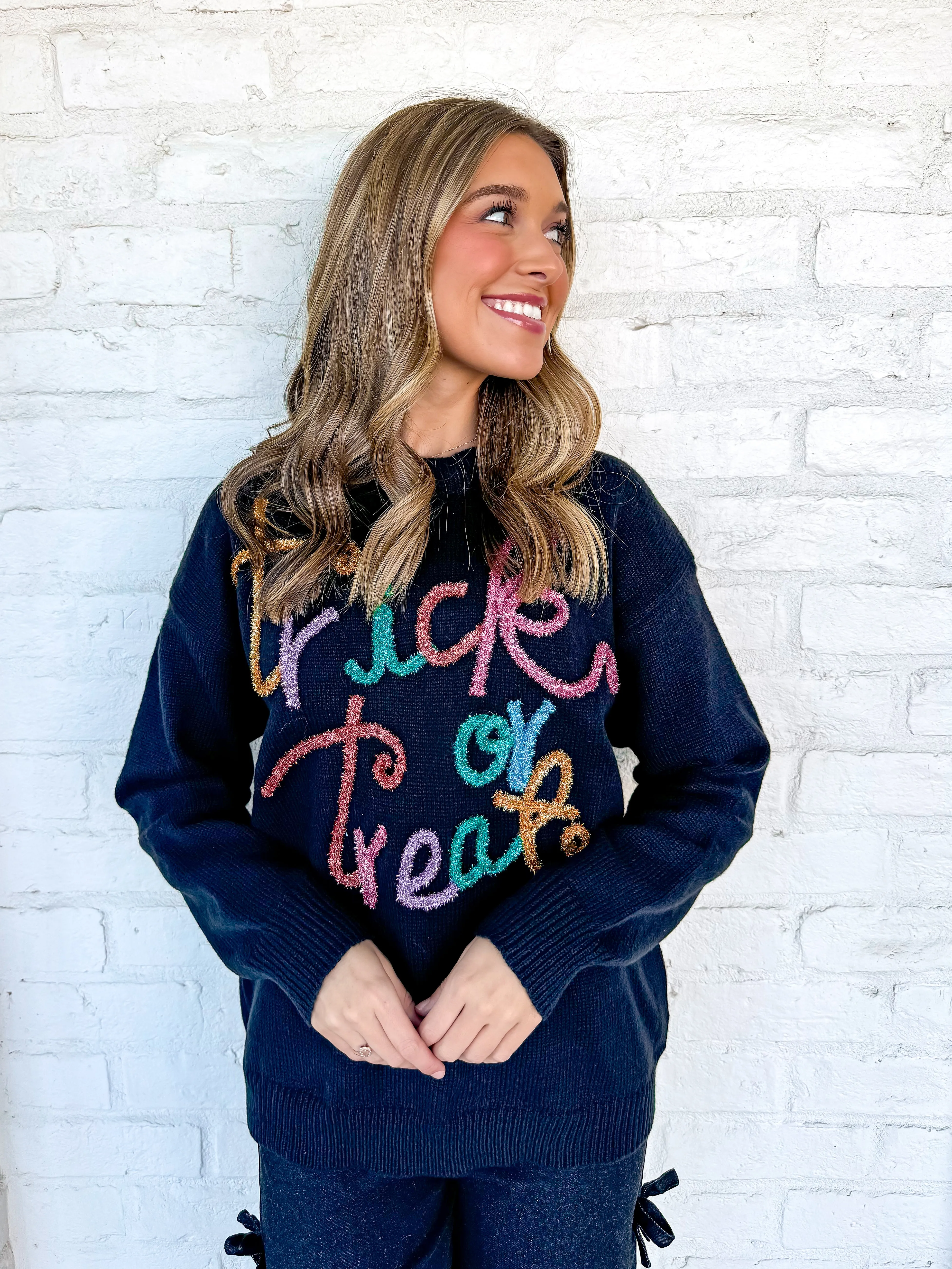 Queen Of Tinsel Trick Or Treat Sweater