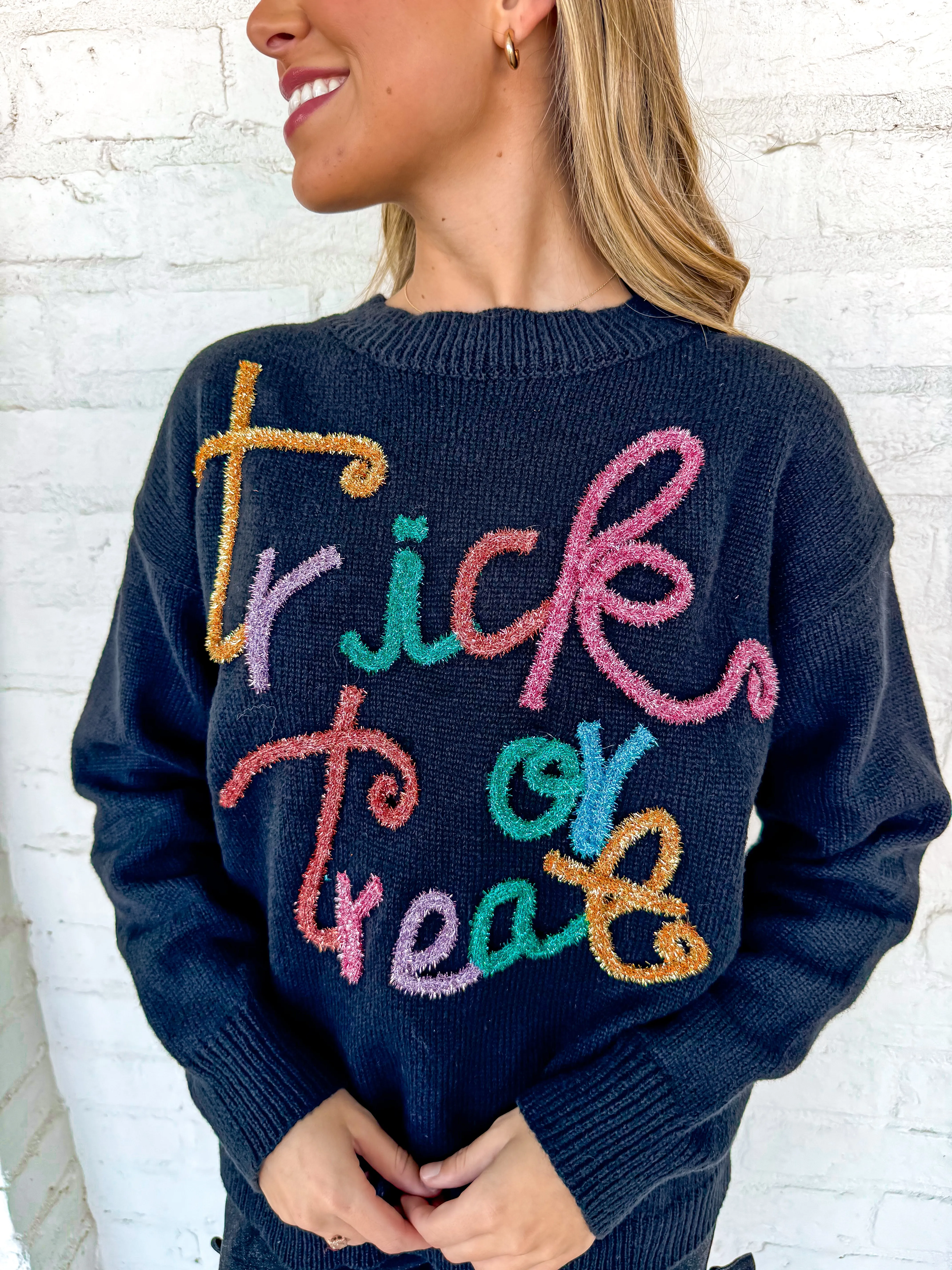 Queen Of Tinsel Trick Or Treat Sweater