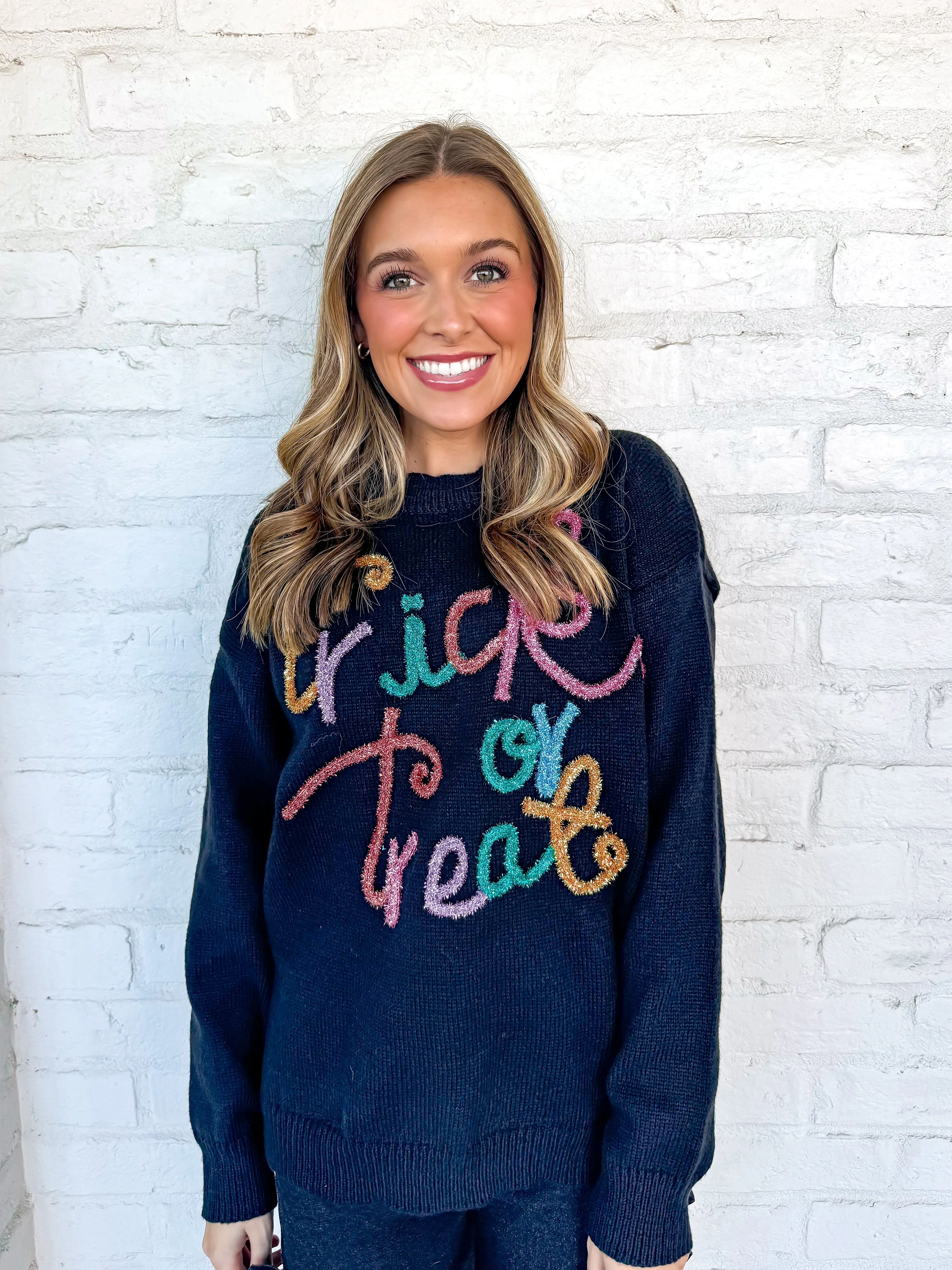 Queen Of Tinsel Trick Or Treat Sweater