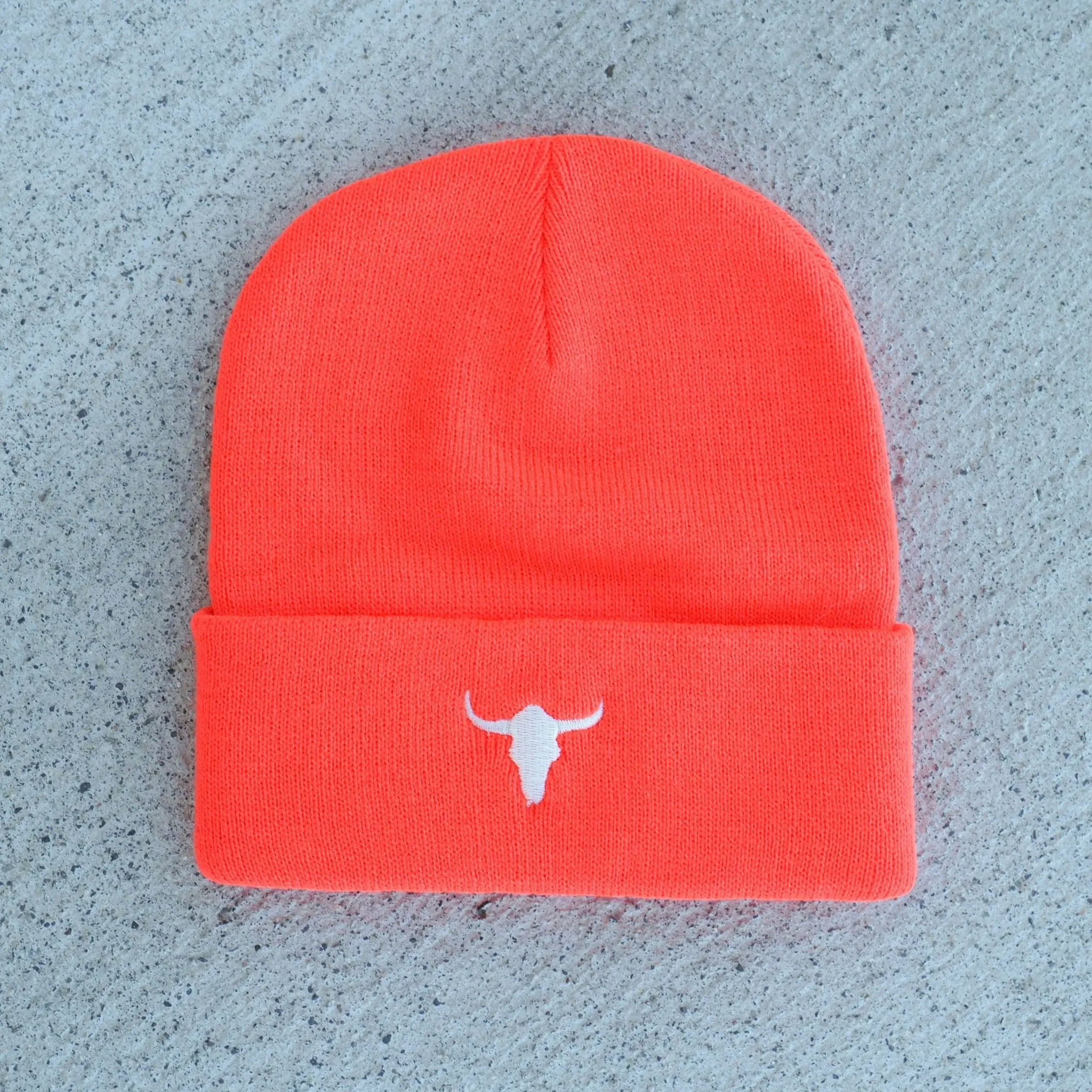 "Bison Skull" Orange Beanie