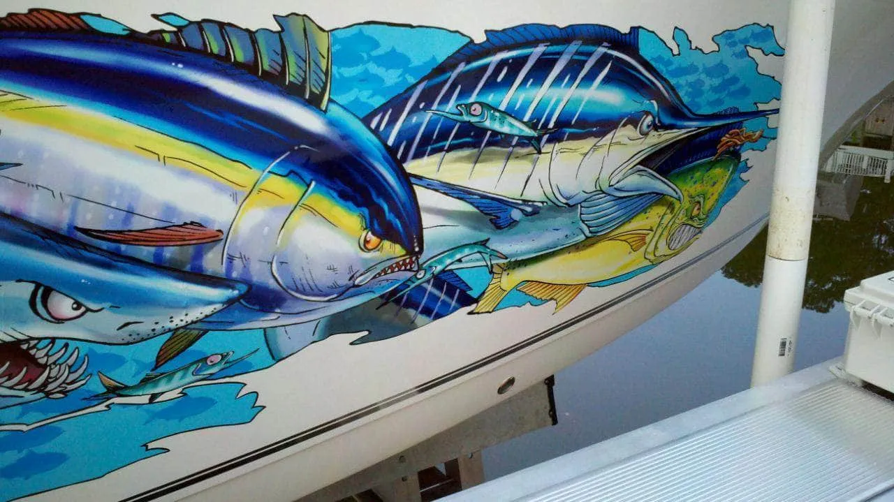 "Predator Fish Tear" Custom Premium Vinyl Boat SlamWrap by Steve Diossy