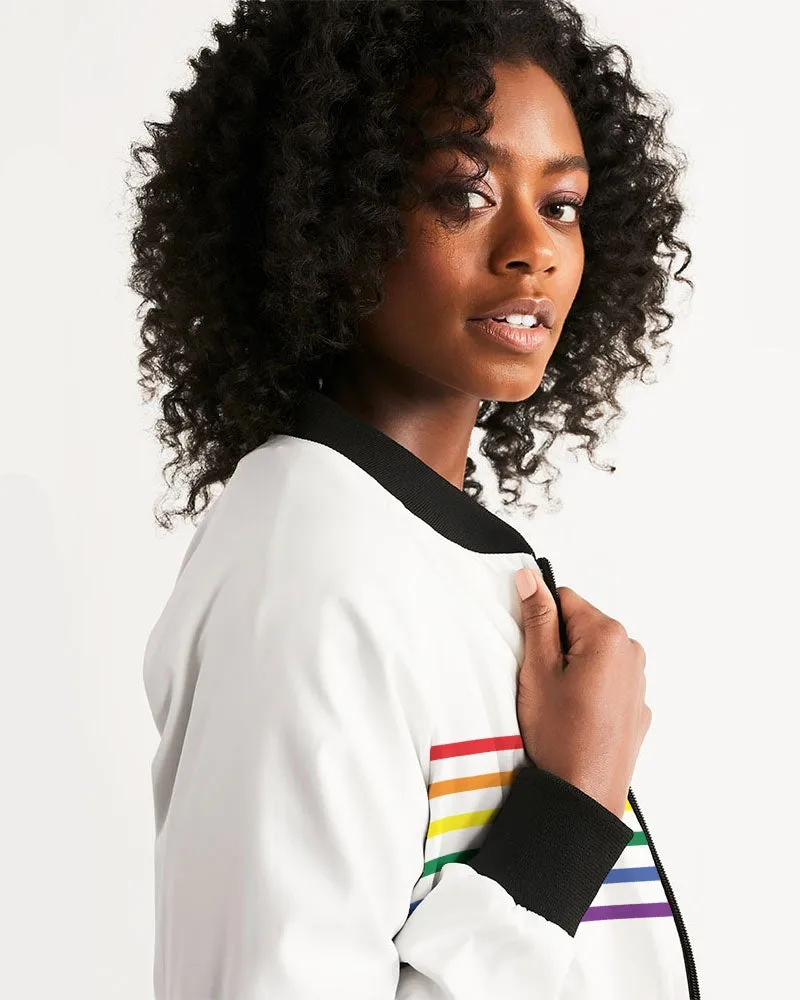 Rainbow Thin Stripes Women's Bomber Jacket