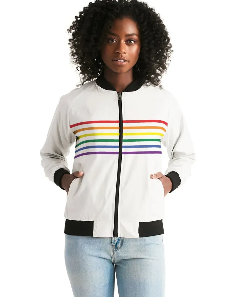 Rainbow Thin Stripes Women's Bomber Jacket