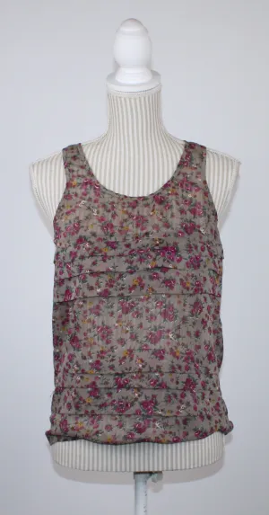 RED BERRY TAN ROSE TANK TOP LADIES MEDIUM PRE-LOVED