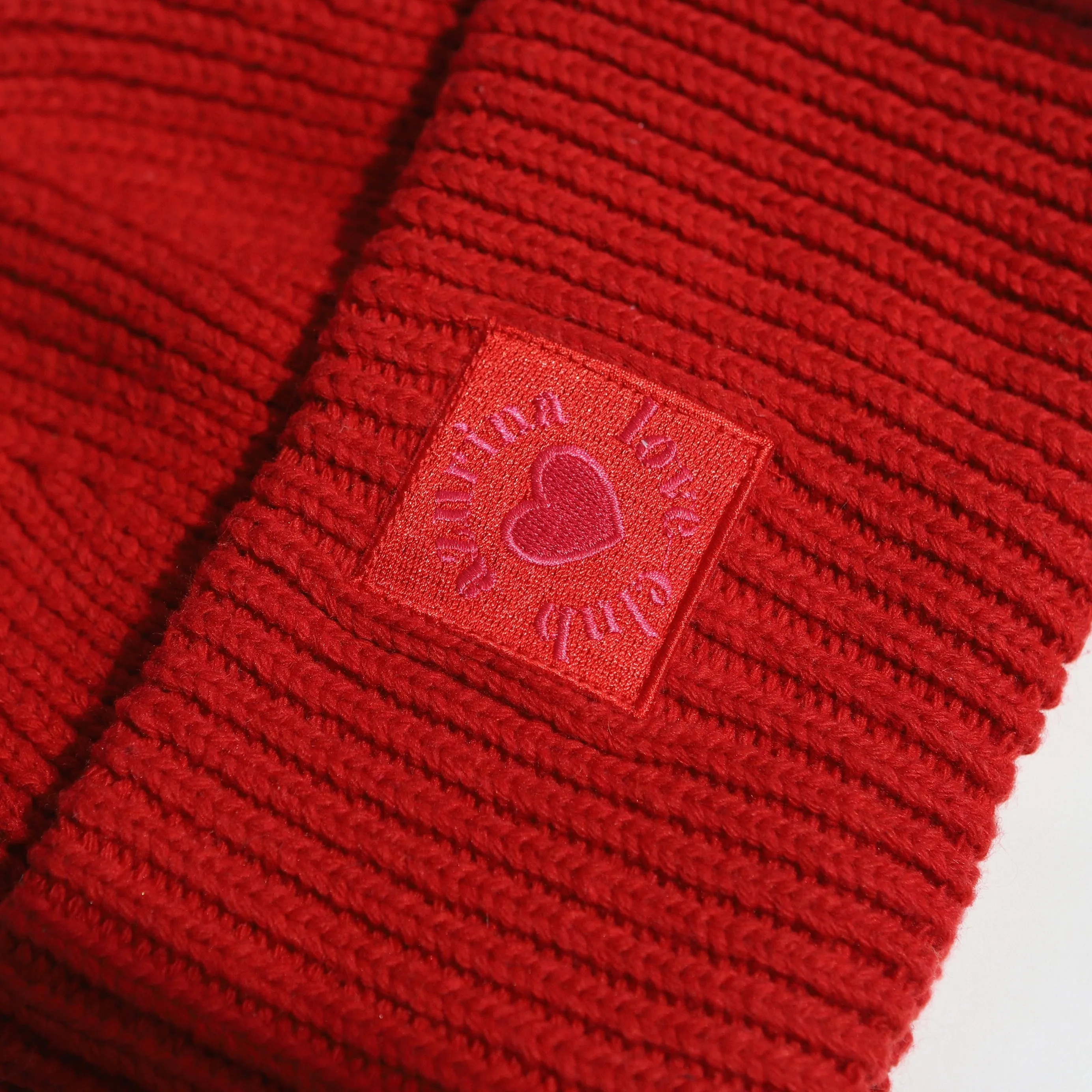 Red Ribbed Knit Beanie