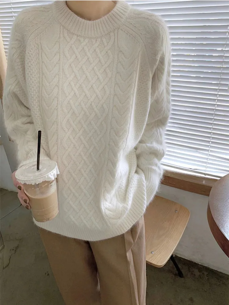 Retro Twist Thick Cuff Button Pullover Sweater