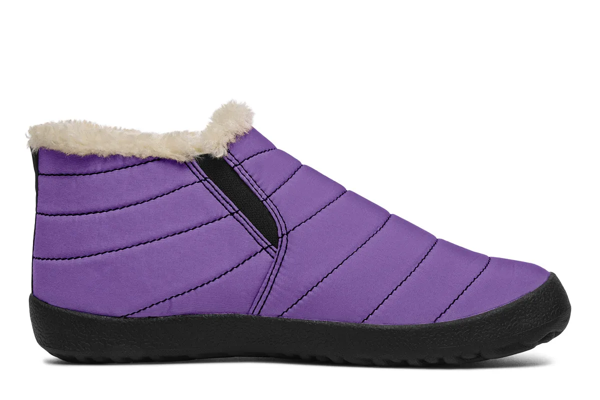 Retro Violet Winter Sneakers - Warm & Easy Slip-On Shoes Lined with Vegan Wool with Anti-Slip Soles